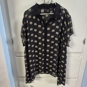 Torrid Black Sheer Tiger Short Sleeve Blouse Size 3X